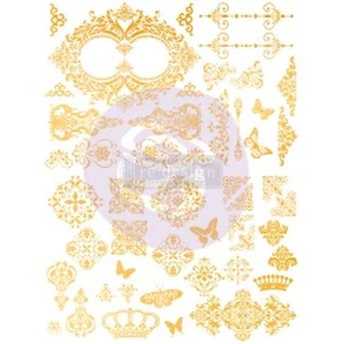 Re-design with Prima Transfer - Gilded Baroque Scrollwork Design size 43.18 x 58.42 cm (one transfer in 2 separate parts).  Decor Transfers. Redesign with Prima Transfers Brisbane. Transfers Brisbane. Redesign with Prima. Prima Transfers. Upcycling Transfers Brisbane.